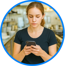 Employee checking their phone