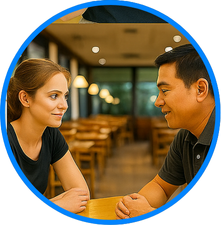 Manager having a supportive conversation with an employee